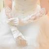 White Satin Long Gloves Vintage Long Finger Mittens Retro Wedding Bridal Gloves  Women