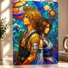 Final Fantasy X Stained Glass Art Poster Retro D Printed Metal Signs Customized Wall Hanging Gift for Decoration Room Wand Deko