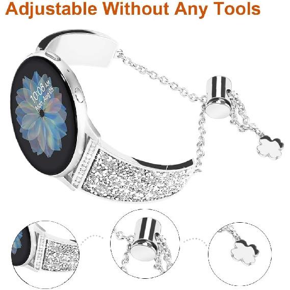 Совместимый для Samsung Galaxy Watch 7/FE/6/5/4 ремешок 40 мм 44 мм, ремешки Active 2, женский блестящий браслет, регулируемый сменный ремешок, браслет для Galaxy