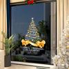 1 шт. Наклейка на окно для дома с большим бантом DIY ПВХ 40x55 см Рождественская наклейка на окно с елкой Золотая елка