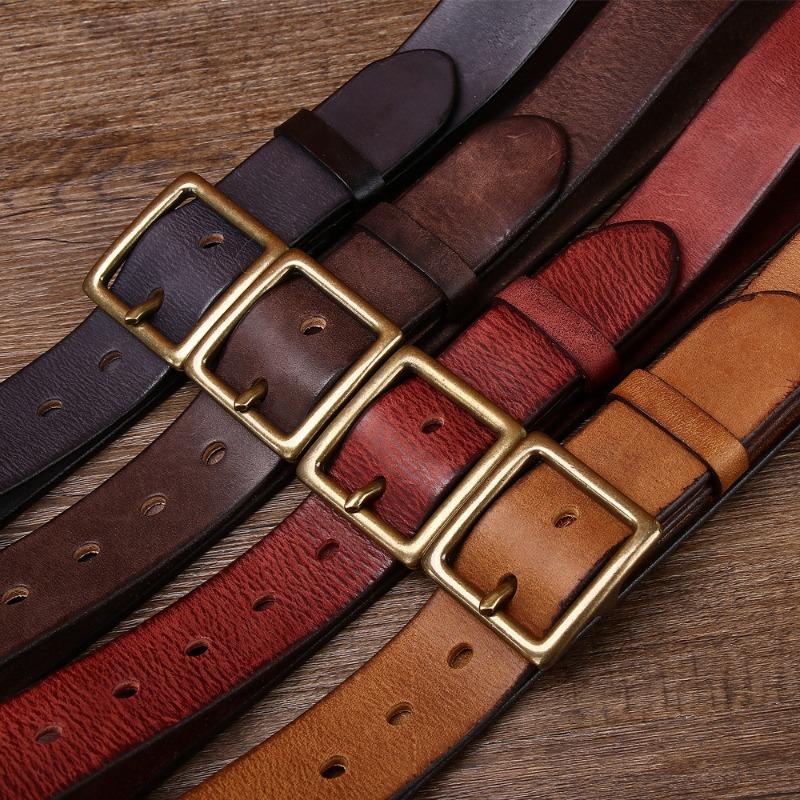 Ремень, первый слой, ретро-ремень, пряжка, повседневный ремень, модный джинсовый ремень ручной работы.