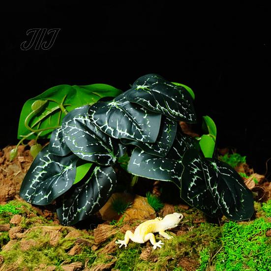 Terrarium Greenery Decor Artificial Reptile Plant, Waterproof PVC Simulation with Weighted Base, Habitat for Geckos Lizards Spiders And Scorpions