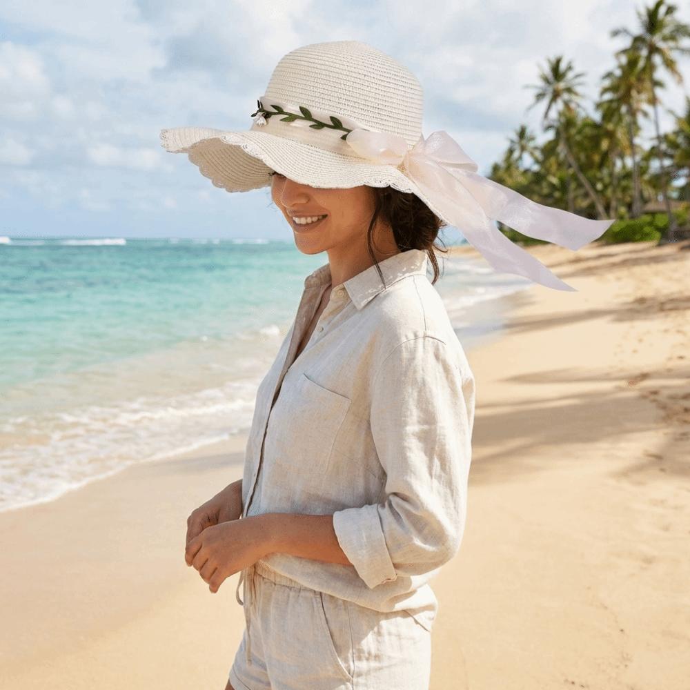 Colorful Weave Hat Wide Brim Women's Sun Hat Fashion Bow Straw Hat Travel