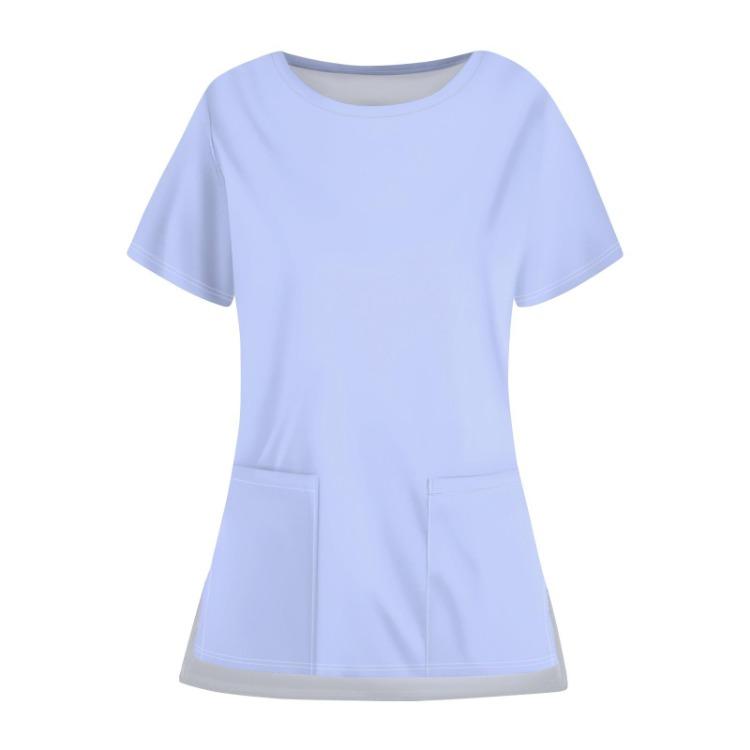 Женский повседневный однотонный топ с карманом, рабочая униформа, круглый вырез, открытый низ, защитный
