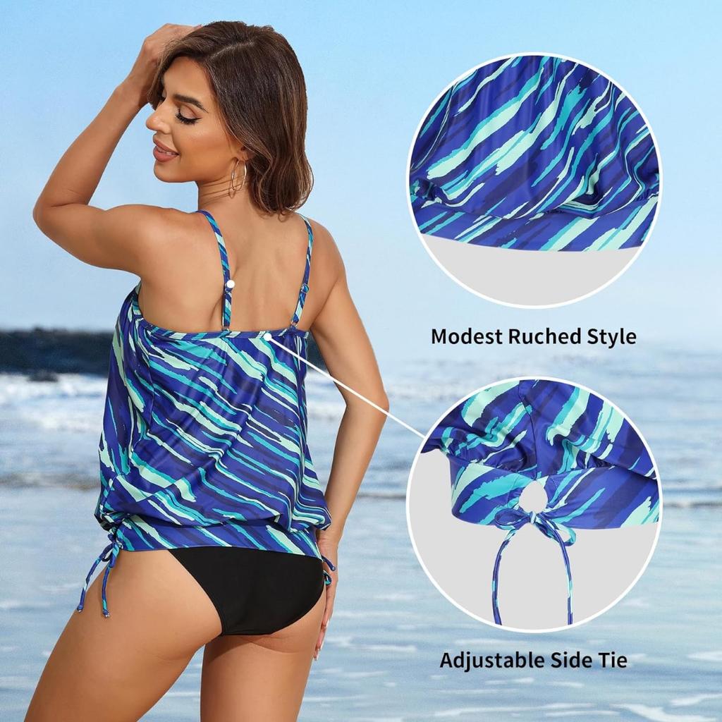 CHARMLEAKS Женские блузоны, топы-танкини, только свободный крой, топ для плавания, купальный костюм с овальным вырезом, верхний мягкий купальник, верх без дна