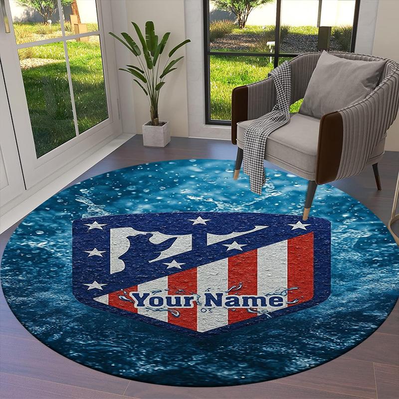 American Pride Shield Custom Name Round Area Rug Carpet Rug For Living Room Bedroom Sofa Playroom Decor Nonslip Floor Mat