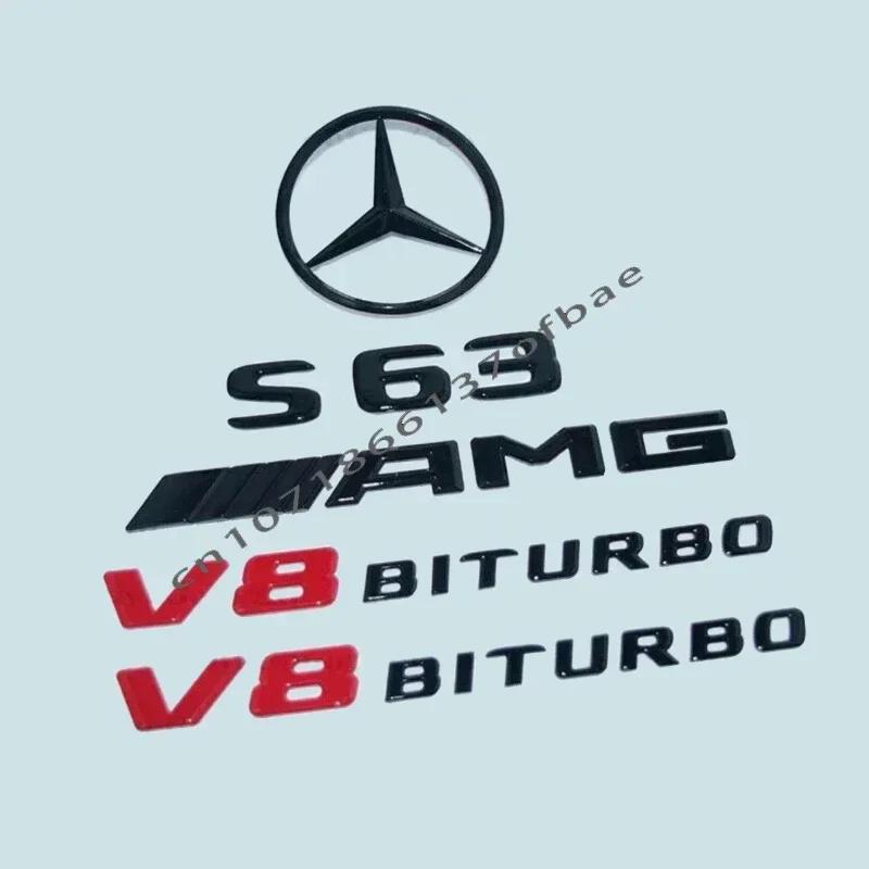 3D ABS Black silver S63 S65 Embelm Letters V8 BITURBO 4MATIC Badge AMG Sticker For Mercedes Benz W222 S63 S65 AMG Accessories