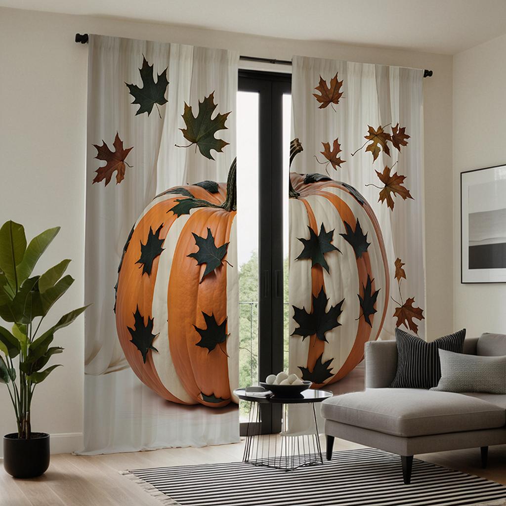 2 шт. HD Кленовый лист в виде тыквы на День благодарения декоративная занавеска Белая занавеска с цифровой печатью в стиле домашнего декора Украшенная гостиная