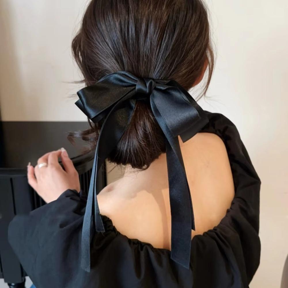 Large Bowknot Bow Hair Clip Solid Color Ribbon Hair Clip Fashion Ponytail Clip Girls