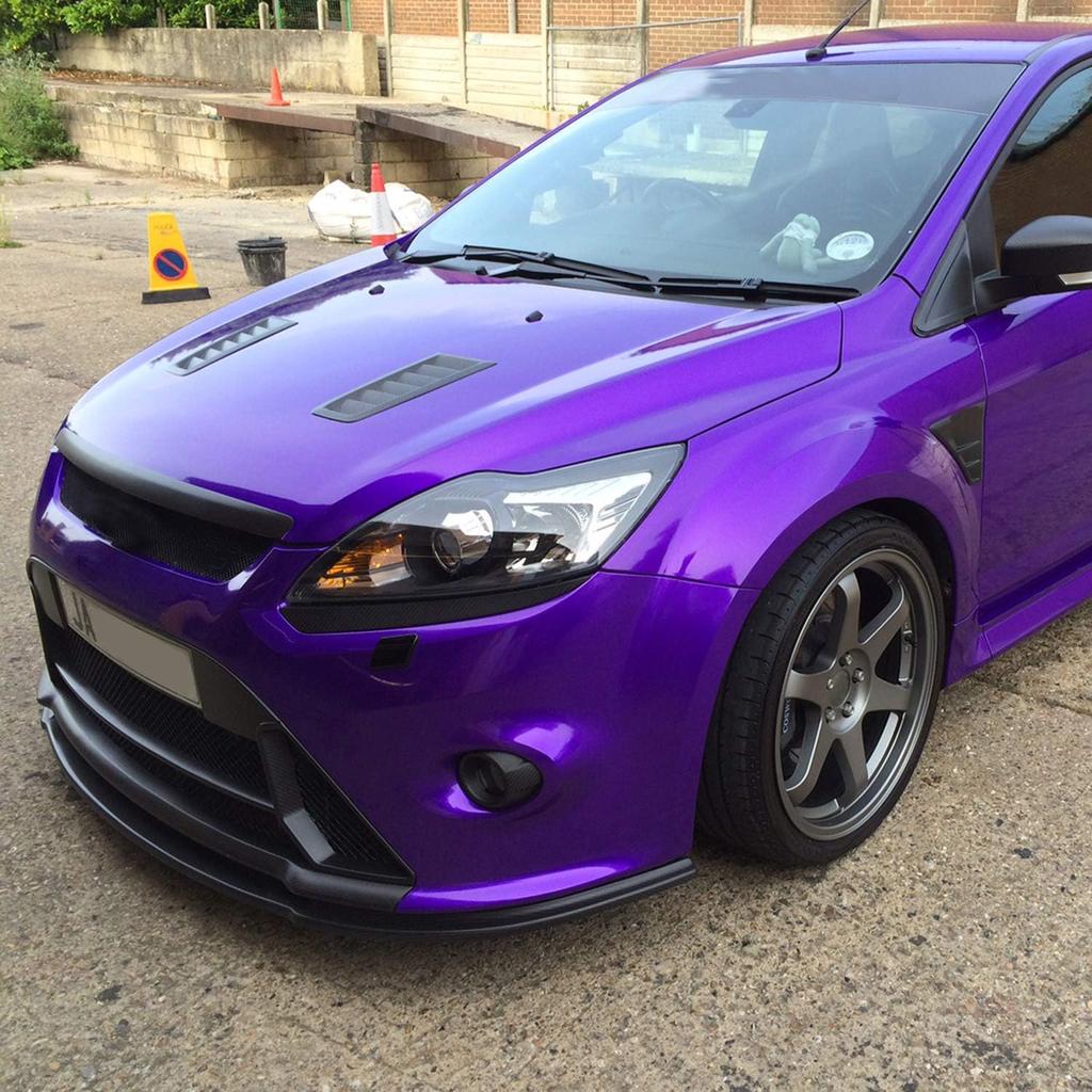 GSRECY Universal Hood Vent Scoop Kit Air Flow Intake Louvers Hood Trim Cover Compatible with Focus RS ST MK2 Style (Carbon Fiber Look)