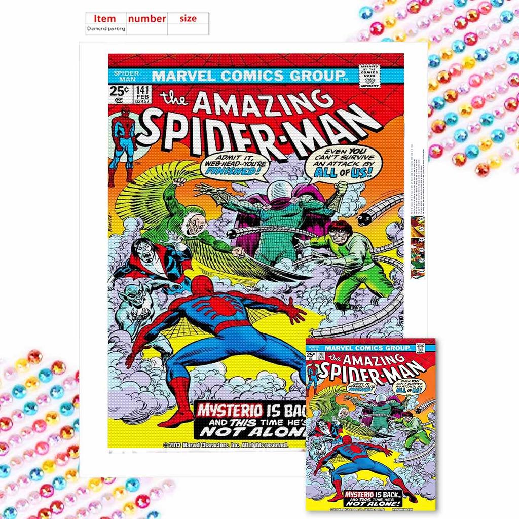 Full Round Diamond Painting Spider-man Battles The Villain Art Rhinestone Picture Mosaic DIY 5D Cross Stitch Embroidery Home Decoration