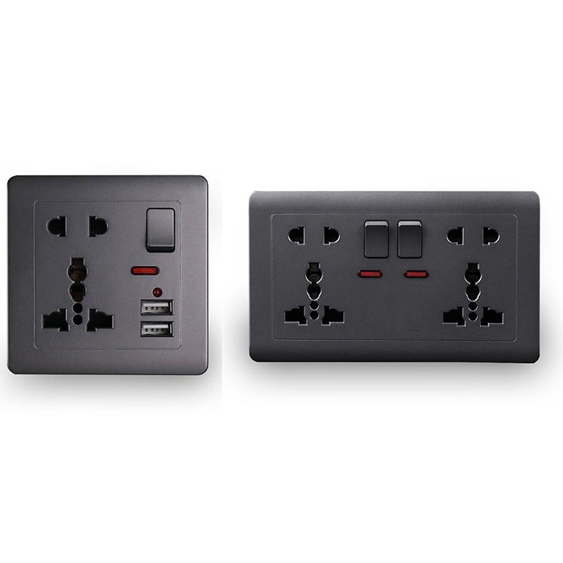 Стандартная розетка Usb ЕС, серая встроенная настенная розетка