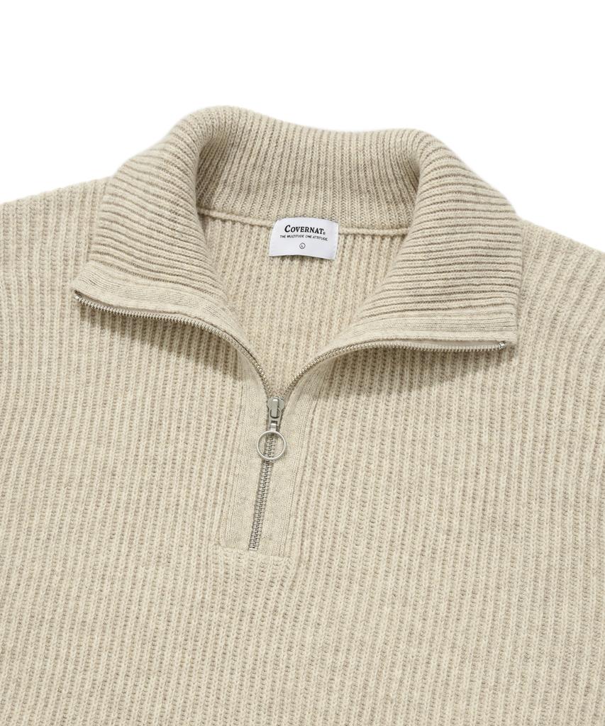 COVERNAT Lambswool Half-Zip Knit Oatmeal