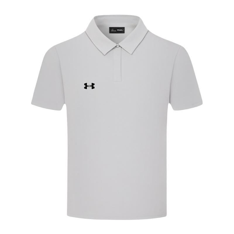 Under Armour Однотонное логотип Повседневная спортивная дышащая быстросохнущая футболка-поло с коротким рукавом Унисекс футболки-поло Светло-серый 25500504-009
