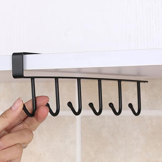 3/6Pcs Shelf Mug Hanger Storage Hooks Simple Installation Under-Cabinet Coffee Mug Holder Kitchen Utensils Organizer