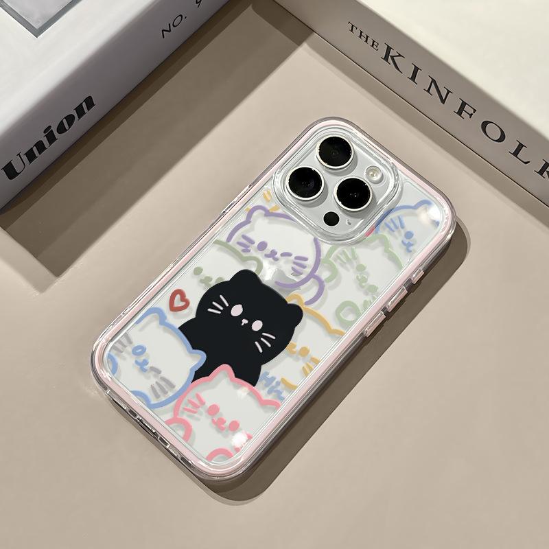 Линия Черная кошка для IPhone17ProMax для Чехла на телефон Apple 16/14/1 3/12 Всесторонний Мягкий чехол
