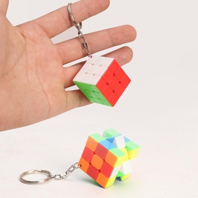 Cube Magic Cubes Stress Relief Spin Toys Gifts for Children Three Layer Key Ring Brain Teaser Toy