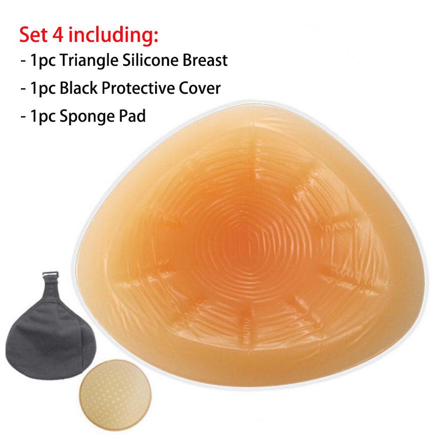 Треугольные силиконовые поддельные формы груди для мастэктомии, рака молочной железы, глубоко вогнутые, искусственные груди, имеют защитную крышку D40