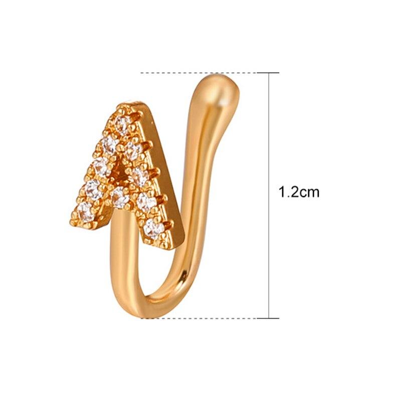 Женское медное кольцо с алфавитом, поддельное кольцо в носу, манжета, не пирсинг, кольцо в носу с надписью, зажим для поддельного пирсинга носа, ювелирные изделия, серьги-манжеты для ушей