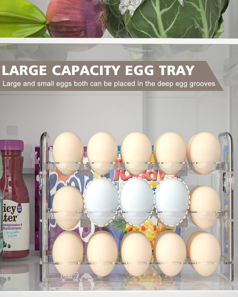 Large Capacity Egg Holder For Refrigerator Door,Egg Dispenser For Refrigerator,3 Layer Egg Storage Container For Refrigerator