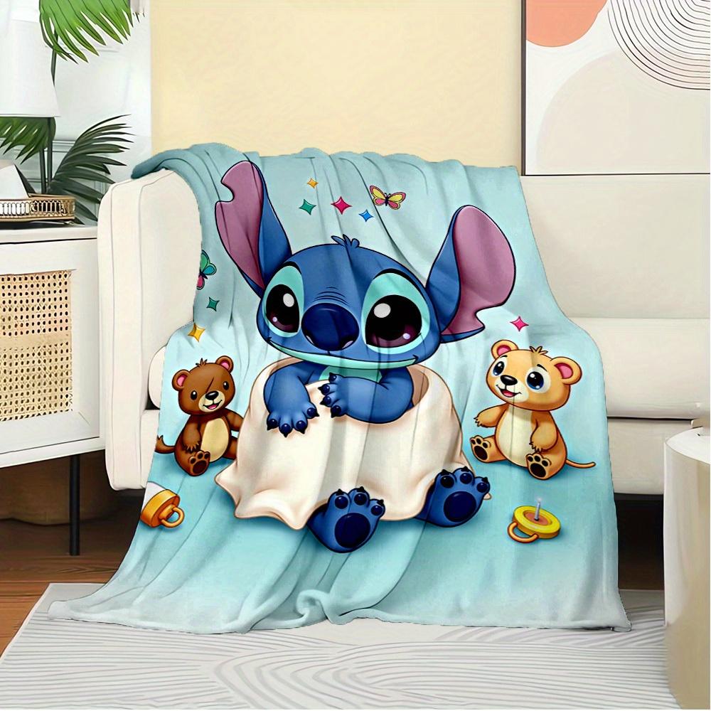 1pc Flannel Bedding Throw Blanket - Cute Stitch Design, Soft Warm Coverlet for Couch,