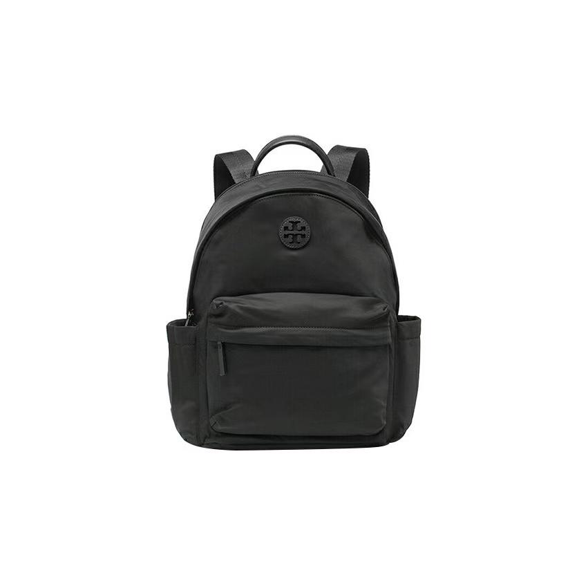 Tory Burch Classic Double T Logo Solid Color Zipper Backpack Women Backpack Black 88368-001
