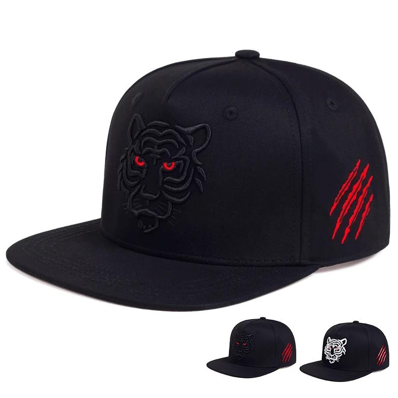 Cotton Black Tiger Embroidery Baseball Cap Men Women Snapback Hats Summer Leisure Trucker Caps Unisex Hip Hop Hats Gorras