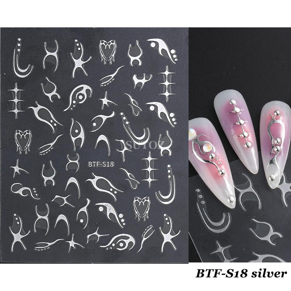 Наклейки для ногтей с геометрическим узором, сияющая звезда и луна, клейкие наклейки для ногтей