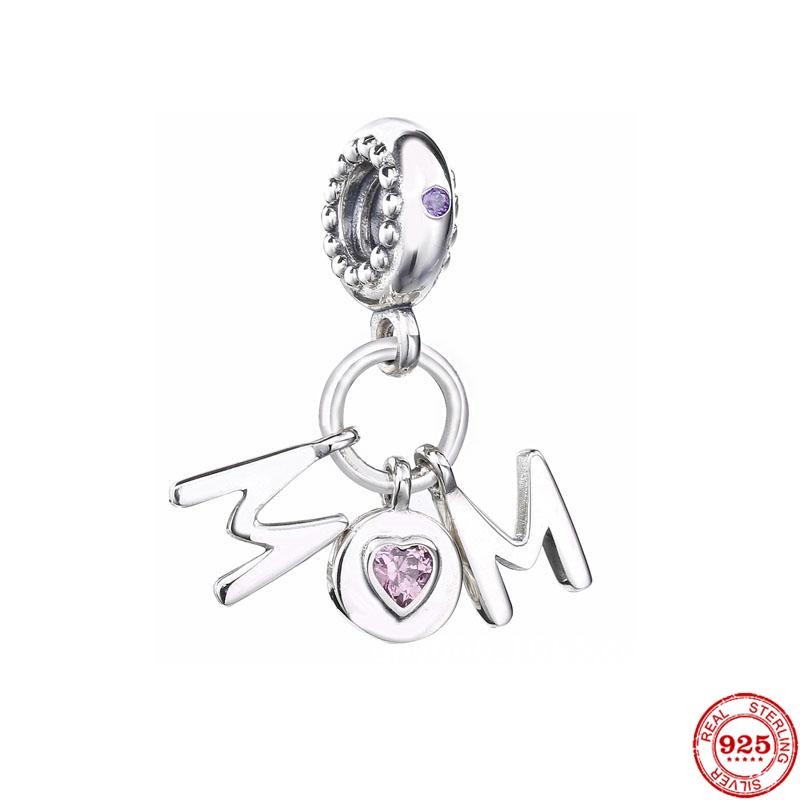 Neastamor Люблю тебя, мама, шарм-бусина в форме сердца, подходит для оригинального браслета, серебро 925 пробы, изготовление модных DIY украшений для женщин, подарок