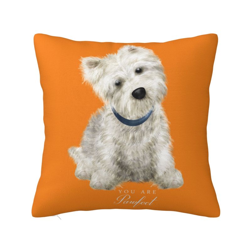 Luxury Sweet West Highland White Terrier Dog Cushion Cover for Sofa Polyester Westie Puppy Pillow Case for Living Room