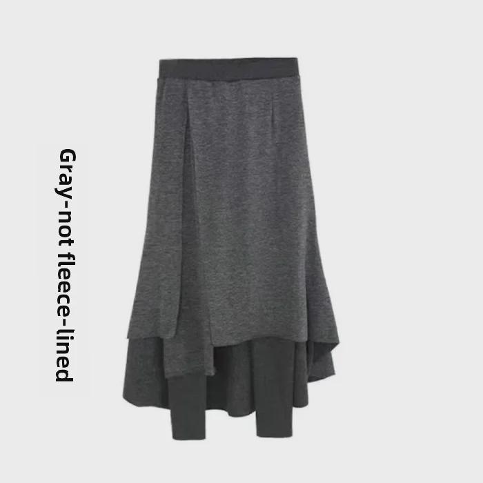 Женские брюки-юбки нестандартного кроя из нескольких слоев, осень/зима 2023 г. — нишевый дизайн, большой размер, имитация двухкомпонентного фасона.