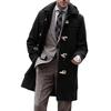 Men's Fall and Winter Lapel Thickened Ox Horn Button Coat Outdoor Warm Tweed Coat