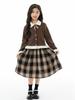 Girls' Autumn Plaid Skirt & Knitted Cardigan Two-Piece Set