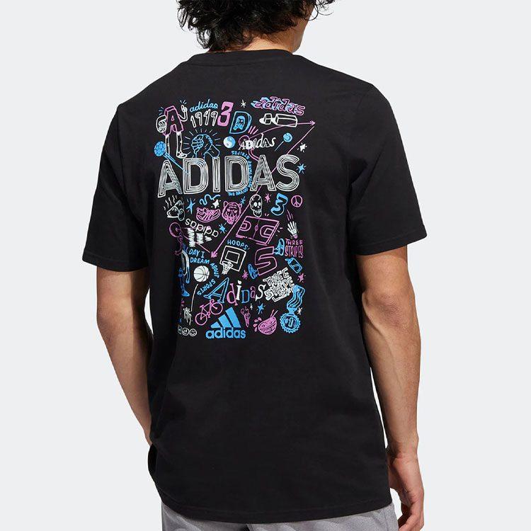 Adidas T Shirts Men's Black Crew Neck Moderate Straight Fit IB9424
