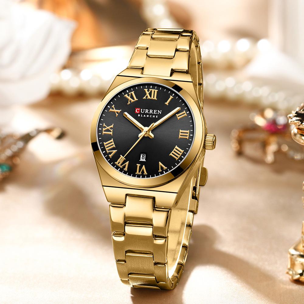 CURREN Brand Women's Stainless Steel Strap Watch with Roman Numerals Elegant & Grand Perfect Gift with Box