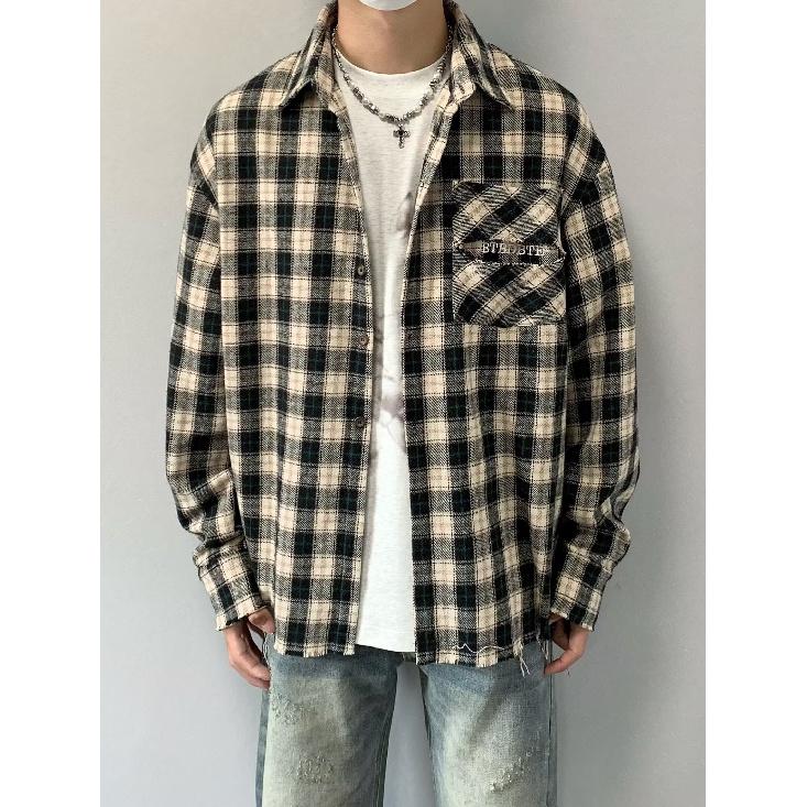 Рубашка с длинным рукавом с буквенным принтом 2024 года в японском стиле в стиле Гонконга, свободная рубашка для мальчиков, летнее модное универсальное повседневное пальто