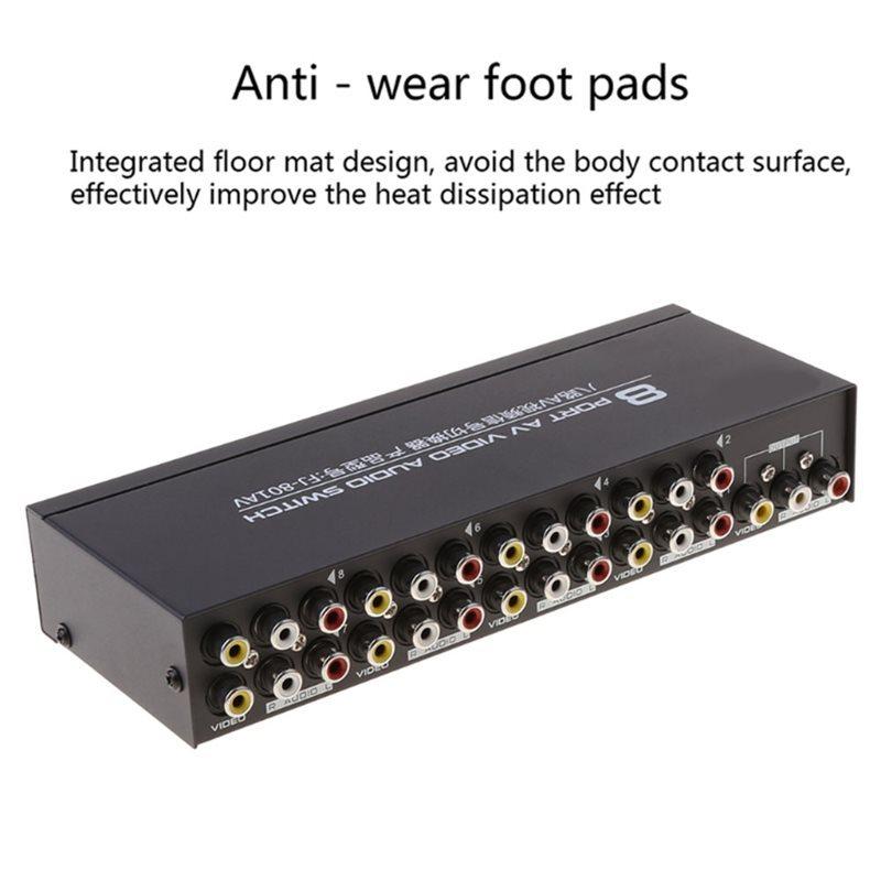 Efficientt-RCA Switcher 8-Way 8 In 1 Out Composite Video Audio And Video Switcher 8-Way AV Switcher