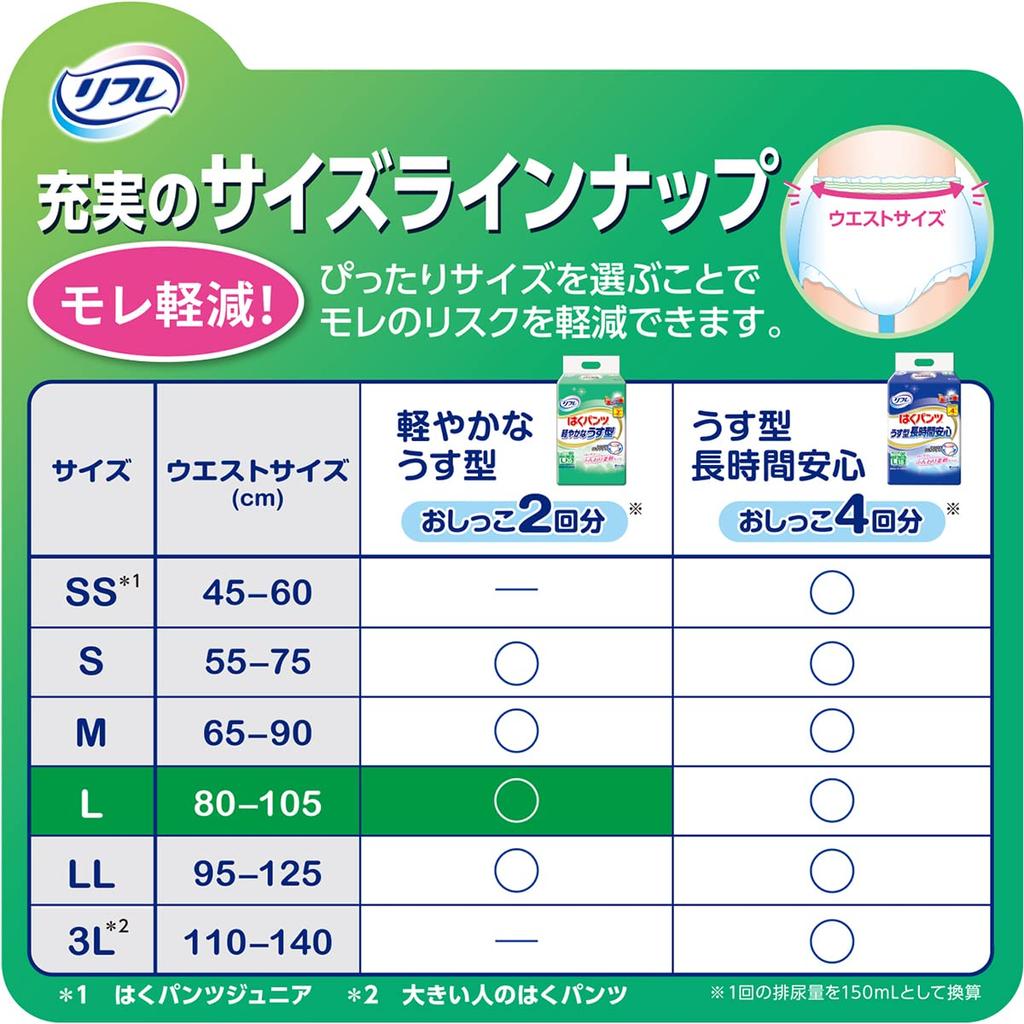 Refre Одноразовые Легкие и Впитывают Два Облегчают Мочу Легко Подобрать Размер 30 Штук Подгузники, Тонкие, Использованные, Взрослые, Недержание, Носить, L,
