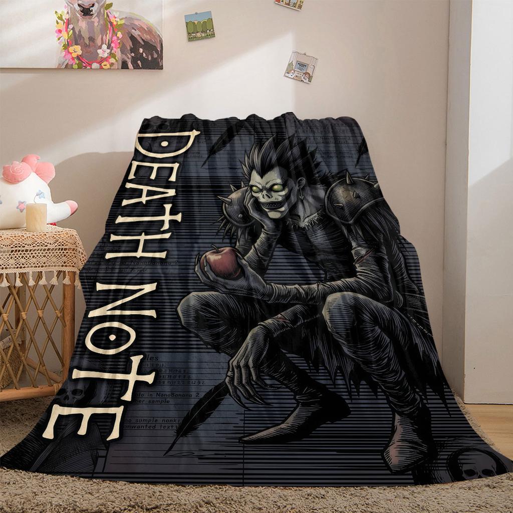 Death Note Prime Print Flannel Blanket, Cartoon Design for Sofa and Bed, Cozy Home Decor, Travel Outdoor Throw_LIAN