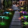 TG71391 Solar garden lamp, 3 stainless steel lamps, ground-mounted, solar LED post