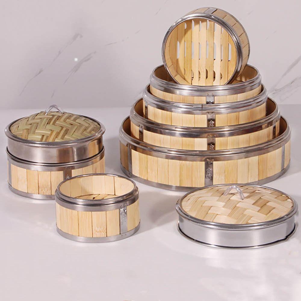 Плетение бамбуковой корзины Нержавеющая сталь Инструменты для китайской кухни Новый бамбуковый пароварка