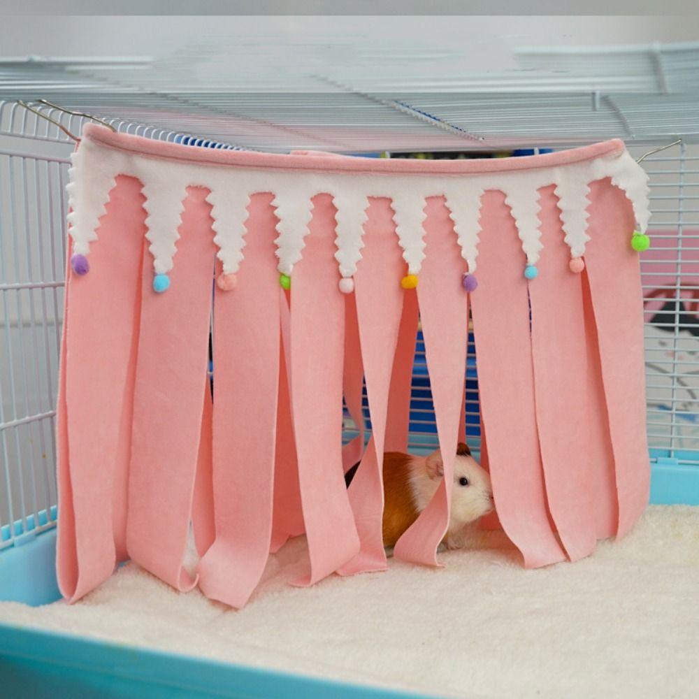Мягкая палатка-гнездо для хомяка, треугольное угловое гнездо для хомяка, палатка для питомца с кисточками для клетки питомца