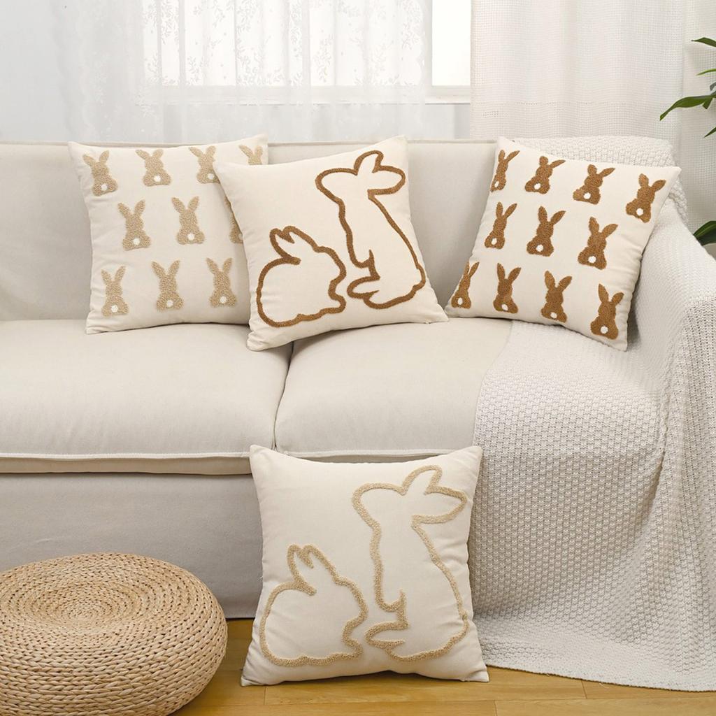 Embroidered Easter Elements, New Pillows For Living Room And Bedroom, Easter Decoration, Easter Pillowcases,17.7*17.7inch,1pc