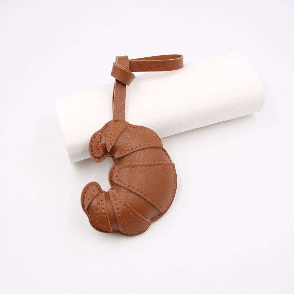 Cartoon Croissant Keychain PU Leather Bag Pendant Lovely PU Leather Hanger Women