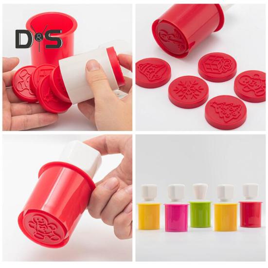 Christmas Cookie Stamps Set 6 Styles Cookie Cutters Molds Plunger Non-Stick Homemade Christmas Cookies Embossing Mold Chocolate Fondant Mooncake