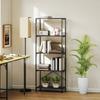5 Tier Bookshelf Industrial Bookcase With Metal Frame Dark Grey And Black