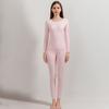 2 Pcs/Set Winter Women Thermal Underwear Set Round Neck Seamless Long Sleeve Warm Thick Double-sided Plush Slim Fit Elastic Lady Cold Weather Pajamas