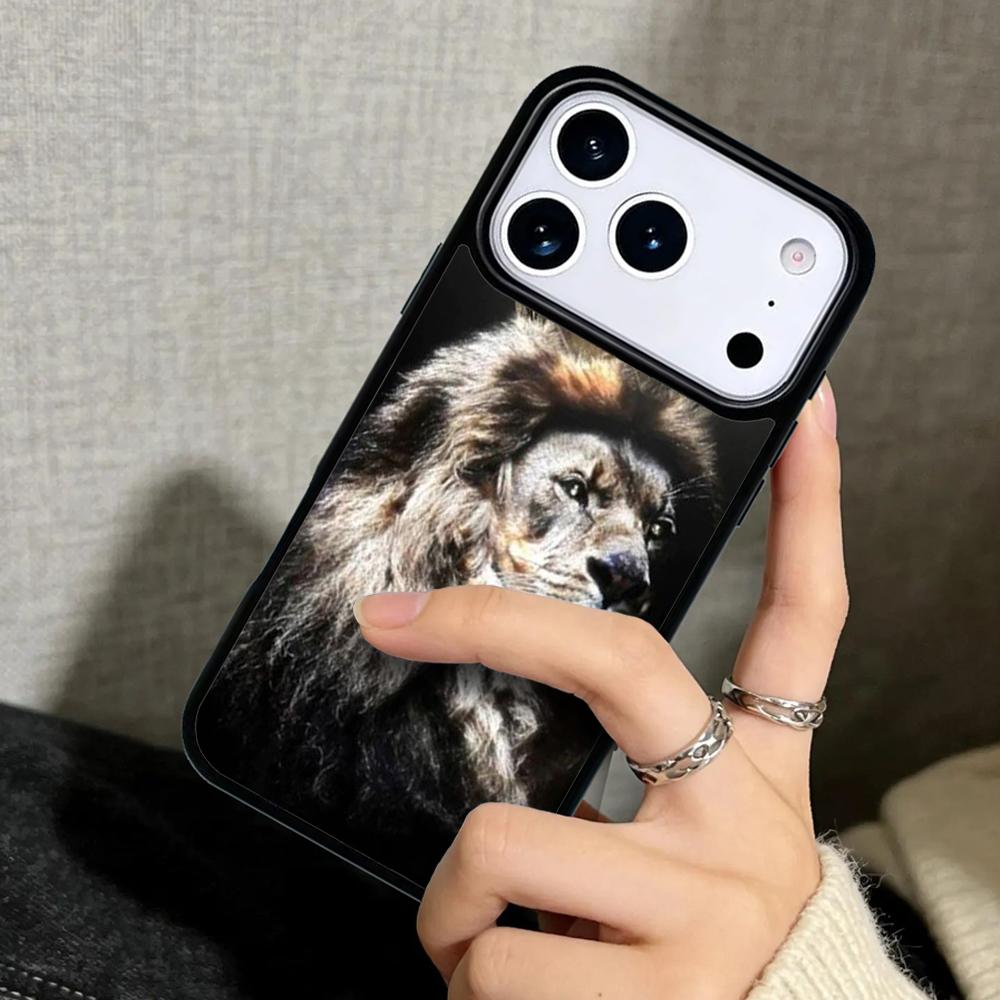 Чехол Case для iPhone 17 Air 16 Pro Max 15 Plus 11 13 Mini 14 12 Задняя крышка телефона Лев тигр животное крутой