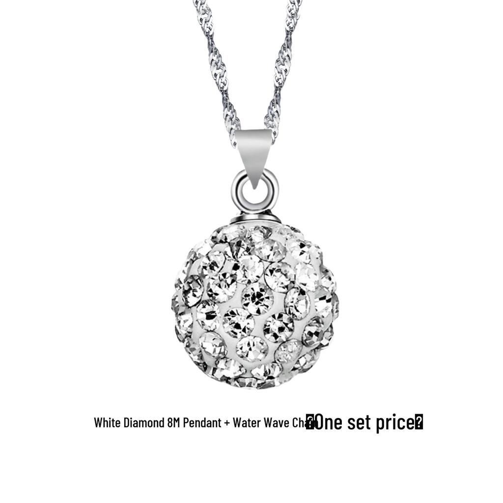 Ожерелье в корейском стиле, ретро, посеребренное, с кристаллами шамбала и цветным бриллиантовым шаром