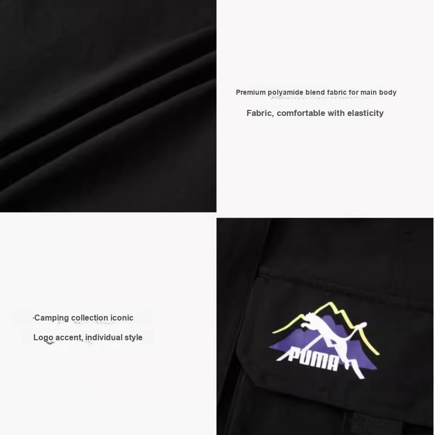 Puma Письмо с логотипом и большим карманом, винтажная дышащая повседневная рабочая юбка, женские юбки, черный цвет 537428-01